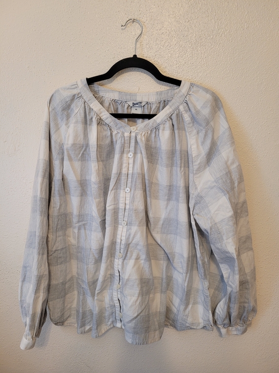 Duluth Trading Co Tops - Duluth Trading Co Printmaker Lightweight Plaid Blouse Organic Cotton XL
